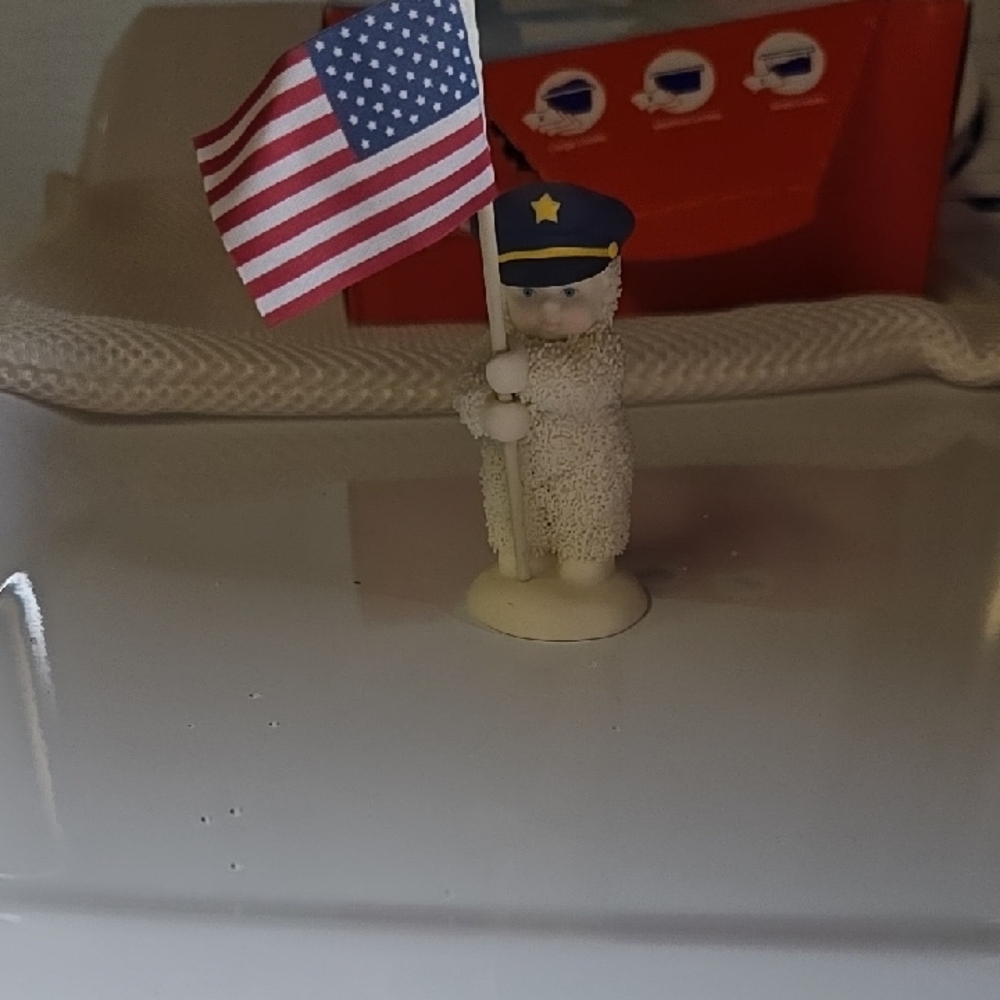 Department 56 Bear with Flag and Police Hat